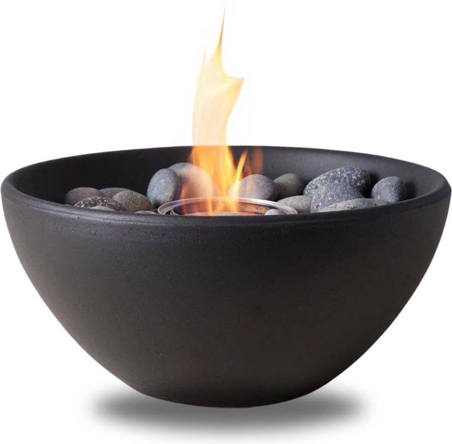 V&M Home Bio Ethanol Tafelhaard voor Binnen & Buiten Sfeermaker Luxe Schaalvorm Zwart