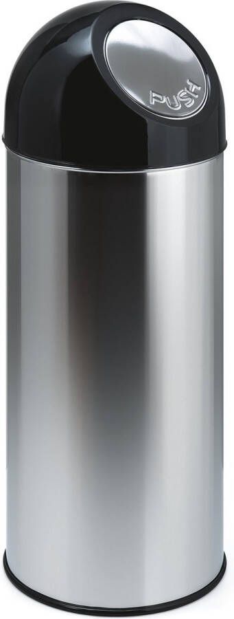 V-Part Afvalbak met pushdeksel 55 liter Stainless steel Plastic RVS zwart