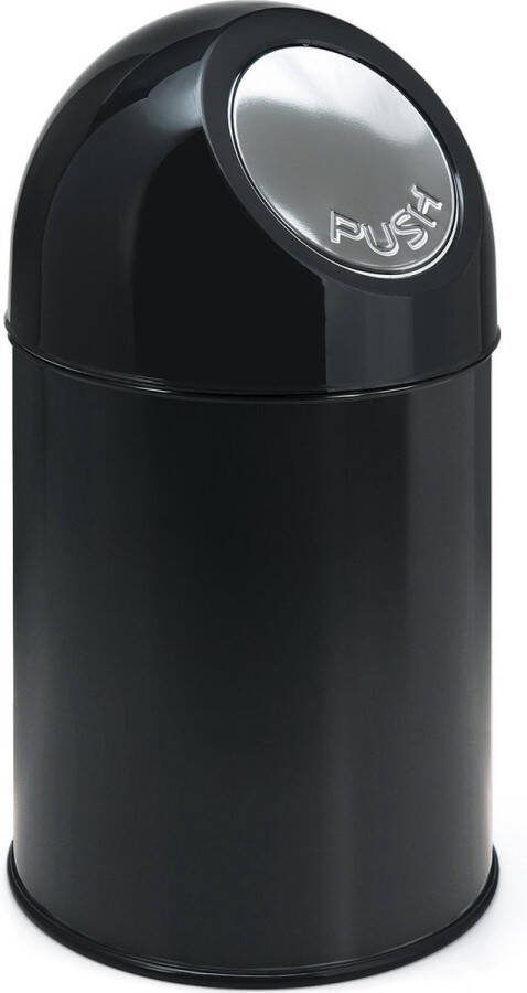 V-Part Afvalbak met pushdeksel 30 liter Steel Plastic zwart