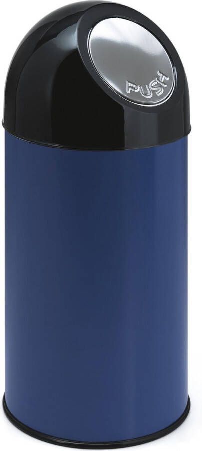 V-Part Afvalbak met pushdeksel 40 ltr Steel Plastic blauw zwart