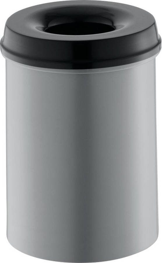 V-Part Vlamdovende prullenbak papierbak 15L aluminium zwart
