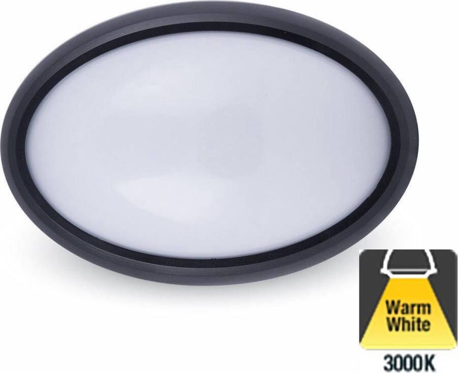 V-tac Led Plafonnière 8w 560 Lumen 3000K Warm wit IP54 Zwart Armatuur