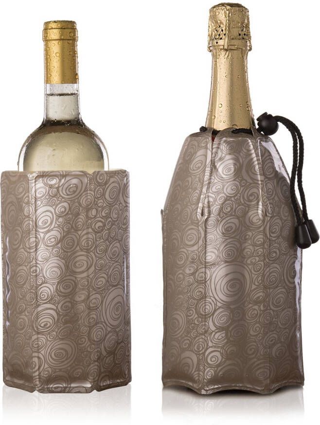 VacuVin Vacu Vin Actieve Wijnkoeler en Champagnekoeler set Icepack Flessenkoeler Platinum
