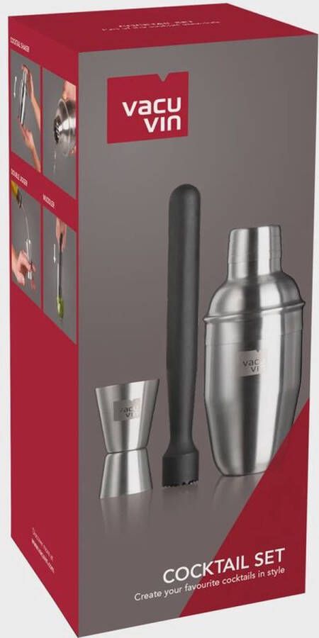 VacuVin Vacu Vin Cocktail Set Basic Zilver 3-delig