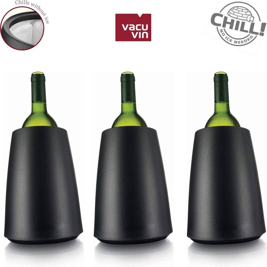 VacuVin Vacu Vin Rapid Ice Wijnkoeler Kunststof Zwart Set van drie