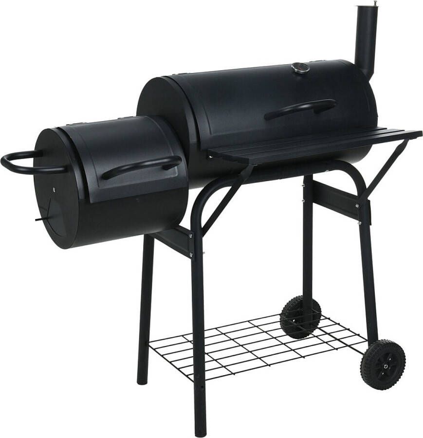 Vagga n Smoker Houtskoolbarbecue Cilinder Rookoven -Barbecue Smoker Houtskool Rookoven Verrijdbare BBQ -118 x 53 x 102 cm- Gegalvaniseerd Staal Thermometer