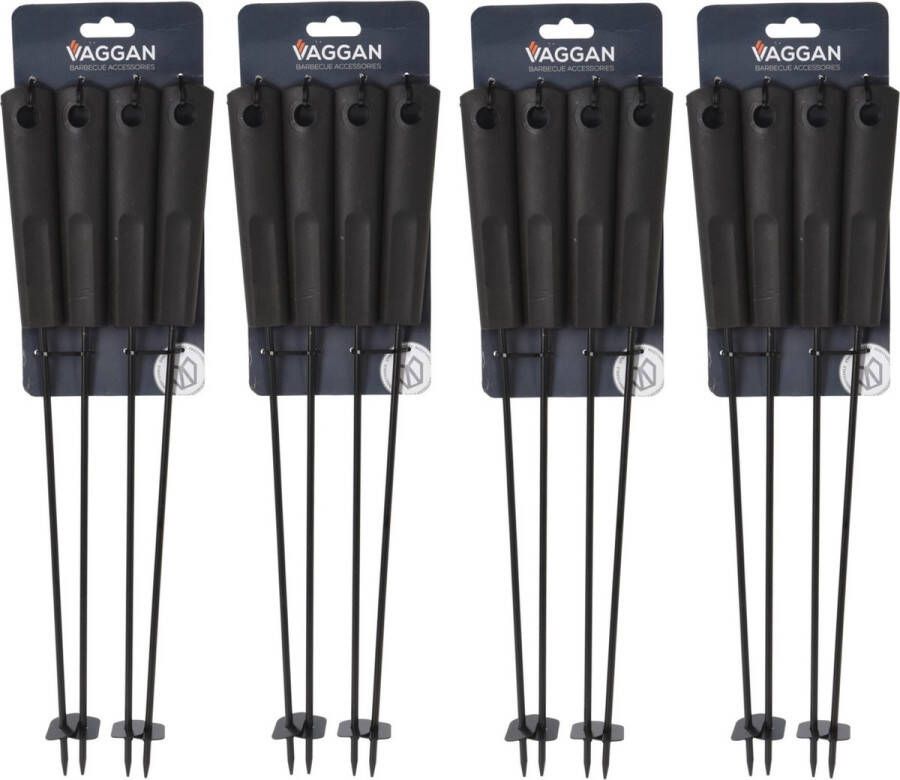 VAGGAN BBQ spiezen 16x stuks metaal 44 cm vleespennen voor vlees barbecue accessoires