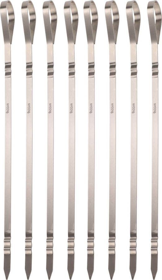 VAGGAN BBQ spiezen 8x stuks RVS 41 cm vleespennen voor vlees barbecue accessoires