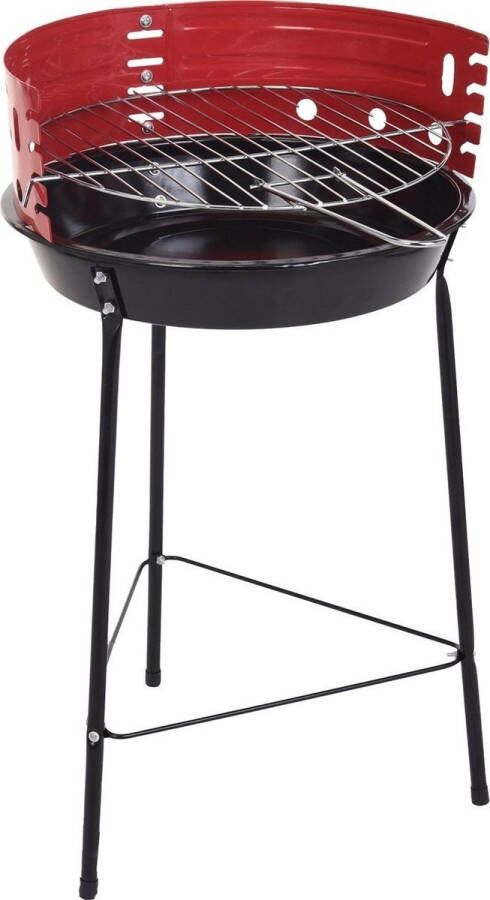 VAGGAN Houtskoolbarbecue Ø33 cm | Verstelbare Grill BBQ | Halfopen | Zwart Rood