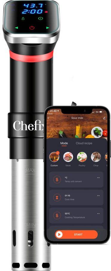 VAIVE Sous Vide Stick Inclusief Wi-Fi en App – Smart Slowcooker – Koken Koker