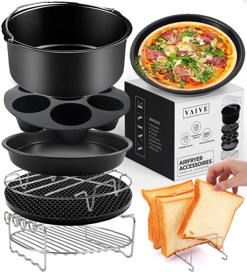 VAIVE Heteluchtfriteuse Accessoires Set Geschikt voor alle Airfryer XL en XXL ⌀ 20 cm