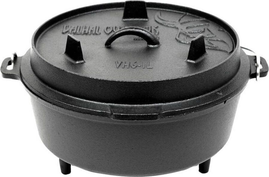 Valhal Outdoor Dutch Oven Braadpan 6.1L met pootjes met uitsparing voor kookthermometer VH6.1L+