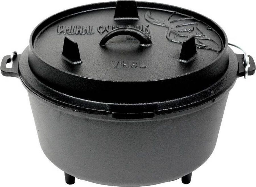 Valhal Outdoor Dutch Oven Braadpan 8L met pootjes met uitsparing voor kookthermometer VH8L+