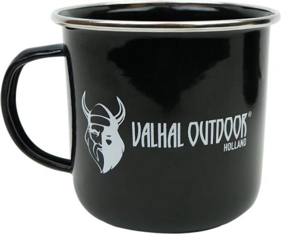 Valhal Outdoor emaille Mok 0.4L zwart geëmailleerd staal VH0.4M