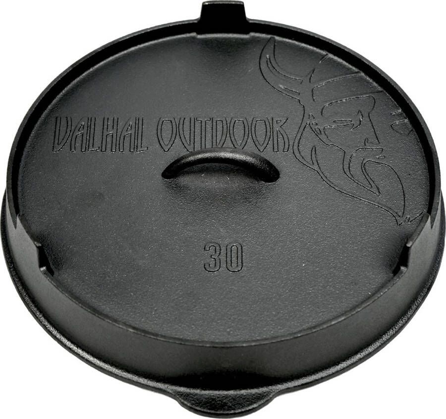 Valhal Outdoor gietijzeren deksel voor skillet koekepan 30cm kan door pootjes ook als grillpan gebruikt worden VH.LID30