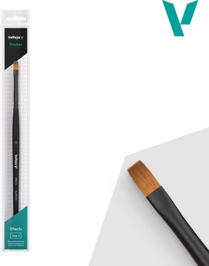 Vallejo VALB04004 Platte Rechthoekige Synthetische Penseel Nr 4 Pense(e)l(en)