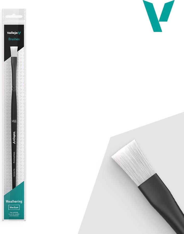Vallejo VALB09002 Verwering Platte Synthetische Penseel Medium Pense(e)l(en)