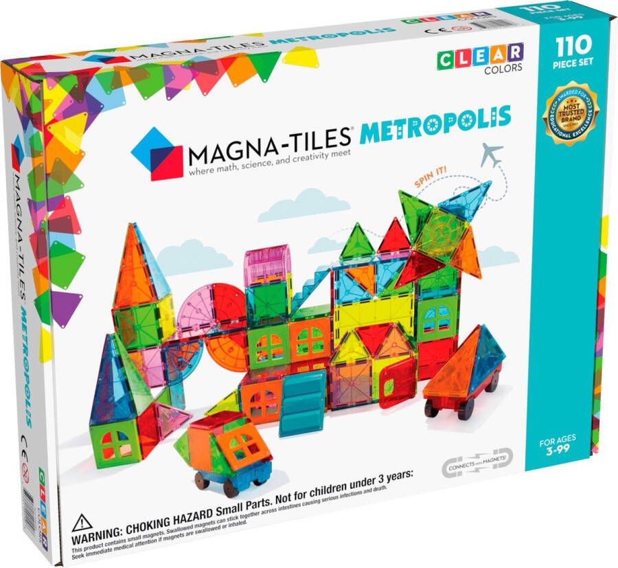 Valtech Magna Tiles 110 stuks Metropolis Clear Colors Constructiespeelgoed
