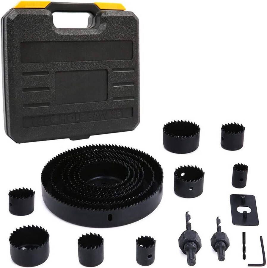 ValueHall Gatenzaag Kit Hole Saw Kit 19-delig Koolstofstaal Gatenzaagset Boorkronen Hout Gat Saw Kit voor Zacht Hout Gipsplaat PVC Board en Kunststof Plaat Boren