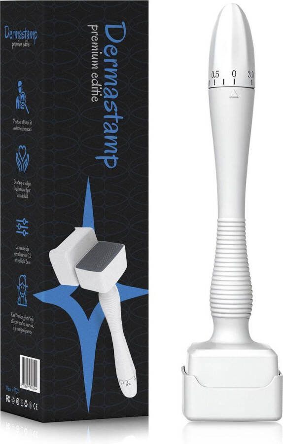 ValueStar Dermastamp Verstelbaar tussen 0 5mm en 3mm Derma Stamp 140 Naalden Microneedling Dermaroller voor Huidverzorging Haargroei en Baardgroei