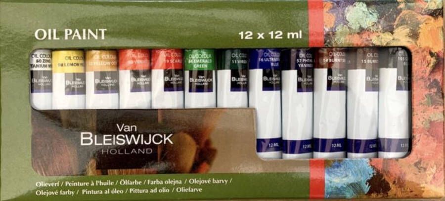 Van Bleiswijck Holland Professionele Olieverf Olieverfset Oil Paint Set Olie Verf Verfset Verven Hobby School Schilderen Hoge Kwaliteit Verf 12 KLEUREN