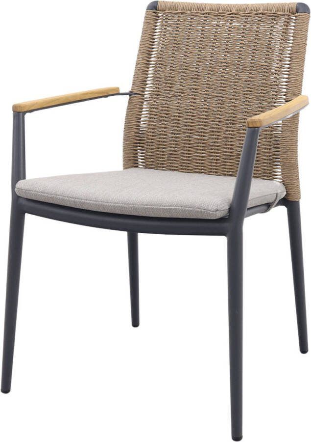 Van der Garde Tuinmeubelen Andorra tuinstoel stapelbaar Royal Grey Natural Weave