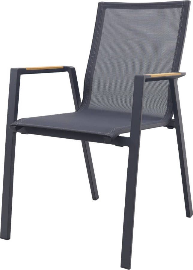 Van der Garde Tuinmeubelen Atmos stapelbare tuinstoel Antraciet Teak armleuning