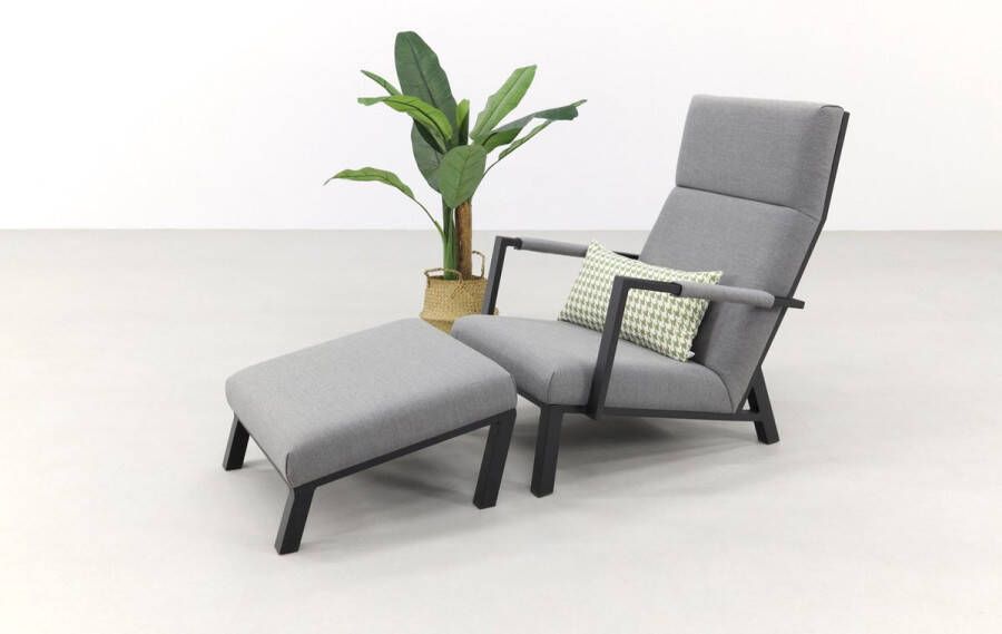 Van der Garde Tuinmeubelen Costa relaxstoel + Hocker sunbrella Light grey OP=OP