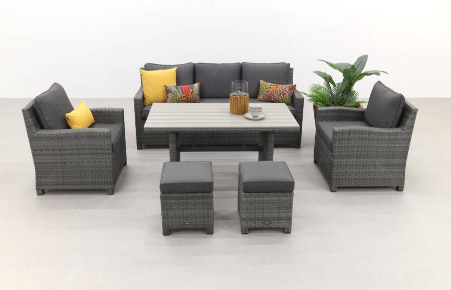 Van der Garde Tuinmeubelen Vdg Delta Lounge Diningset 6 Delig- Organic Grey