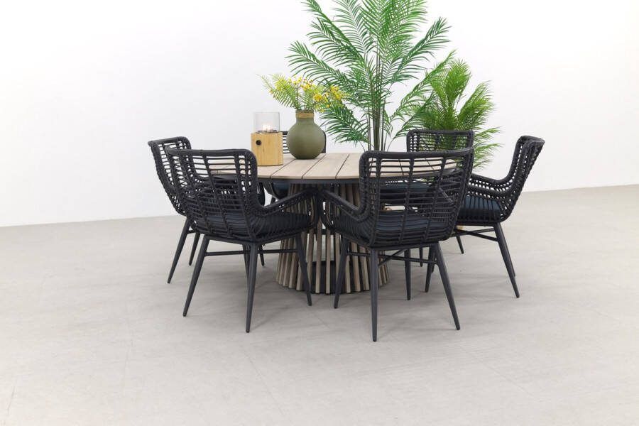 Van der Garde Tuinmeubelen VDG Jasmine black|GI Trinxa ronde tuinset Ø148 cm.