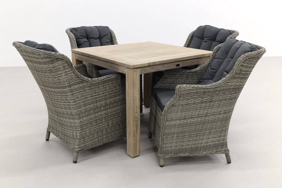 Van der Garde Tuinmeubelen VDG King Paloma Grijs Rome grey 100 cm. tuinset 5-delig