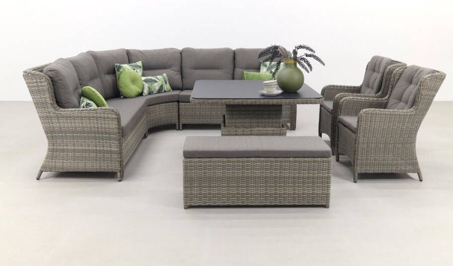 Van der Garde Tuinmeubelen Vdg Sandigo Lounge Dining Set Met Bijzetbank + 2x Dining Tuinstoel