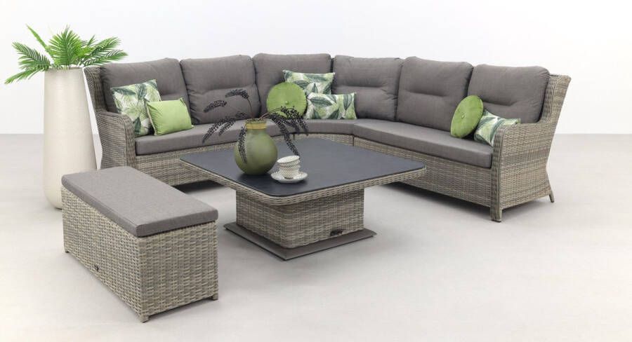 Van der Garde Tuinmeubelen Vdg Sandigo Lounge Dining Set Met Bijzetbank