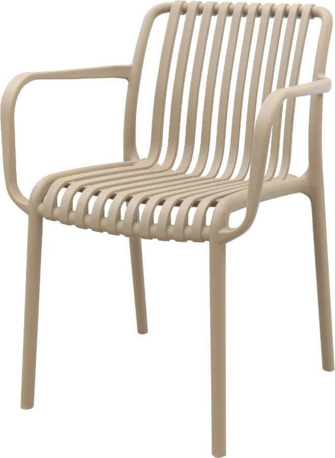 Van der Garde Tuinmeubelen Stripe stapelbare tuinstoel Taupe