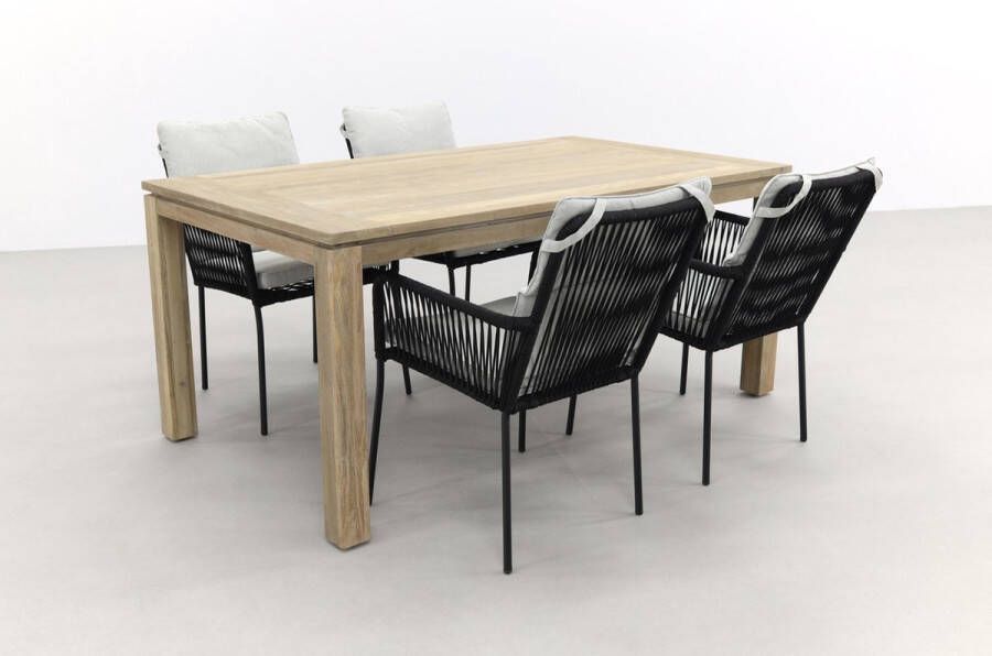 Van der Garde Tuinmeubelen VDG Teresa Black|Rome Grey 170 cm. stapelbare tuinset 5-delig