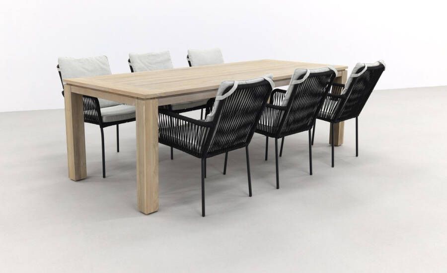 Van der Garde Tuinmeubelen VDG Teresa Black|Rome grey 240 cm. tuinset 7-delig