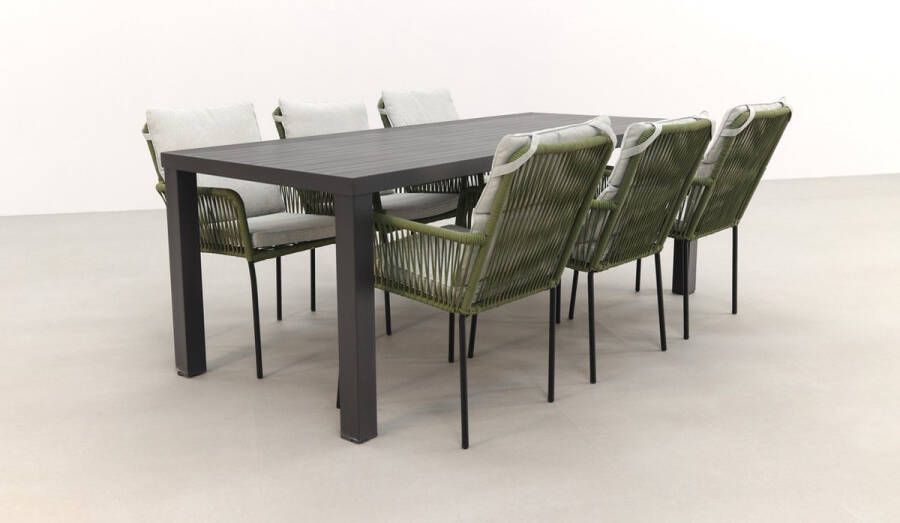 Van der Garde Tuinmeubelen Teresa Green Lena 210 cm. tuinset – 7-delig