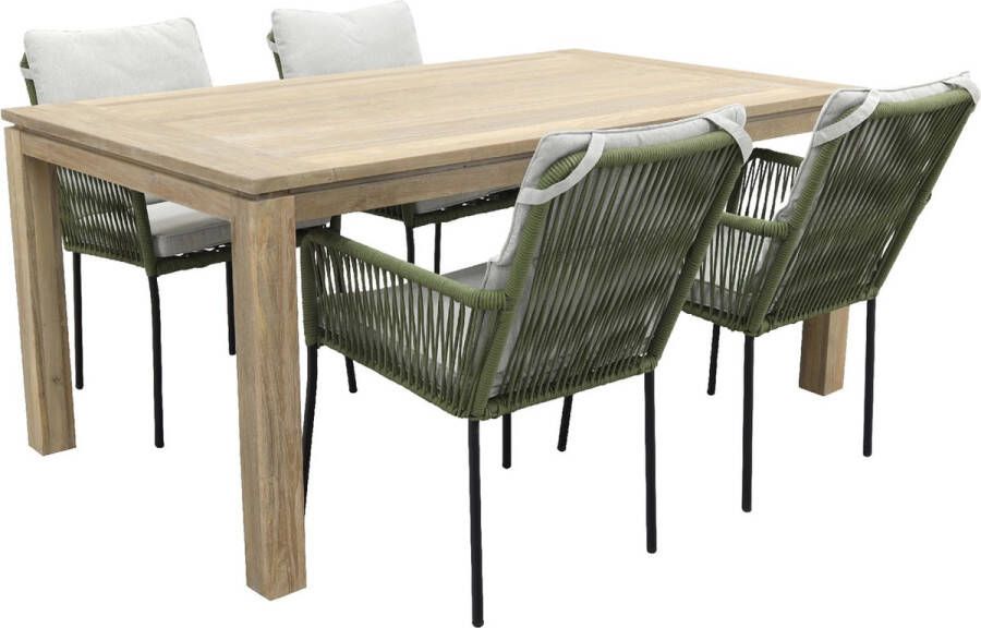 Van der Garde Tuinmeubelen VDG Teresa Green|Rome Grey 170 cm. stapelbare tuinset 5-delig