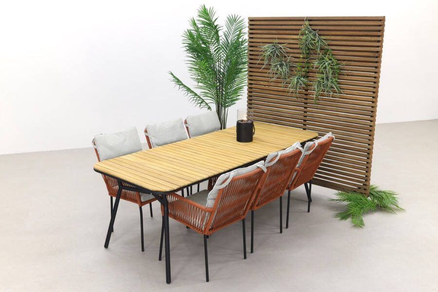 Van der Garde Tuinmeubelen Teresa Terra Bella 220x95 cm. 7-delige tuinset