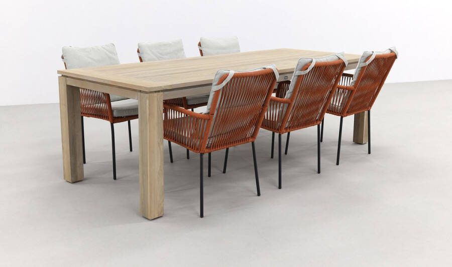 Van der Garde Tuinmeubelen Teresa Terra Rome grey 240 cm. tuinset – 7-delig