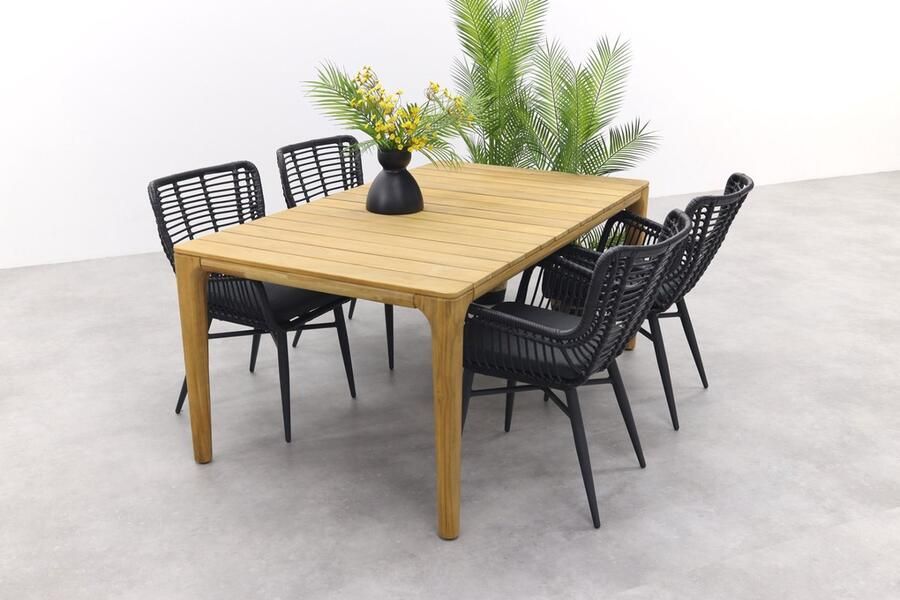 Van der Garde Tuinmeubelen Jasmine Black Liam tuinset 180x100 cm