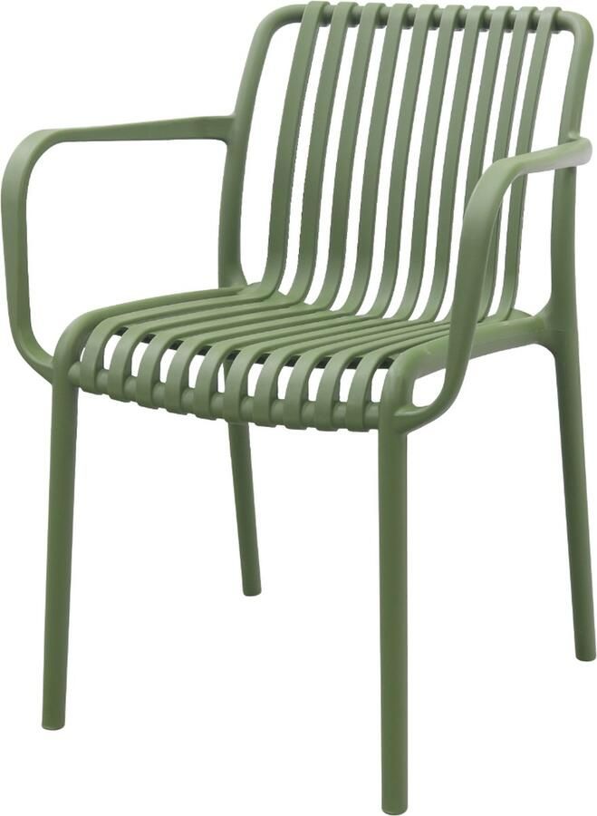 Van der Garde Tuinmeubelen Stripe stapelbare tuinstoel Mosgroen