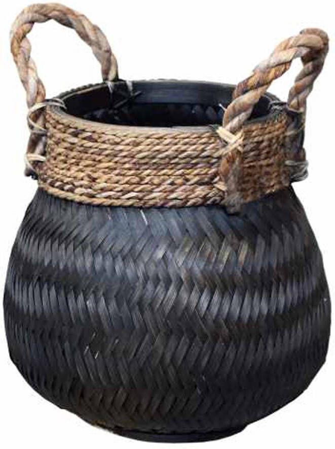 Van der Leeden Basket Bamboo Black (D)30 x (H)40 cm opbergmand plantenbak Bamboe