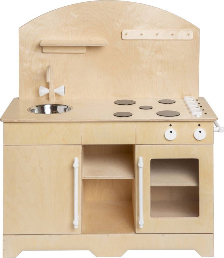 Van Dijk Toys houten speelgoed keuken keukentje XL Naturel met wit (Kinderopvang kwaliteit)