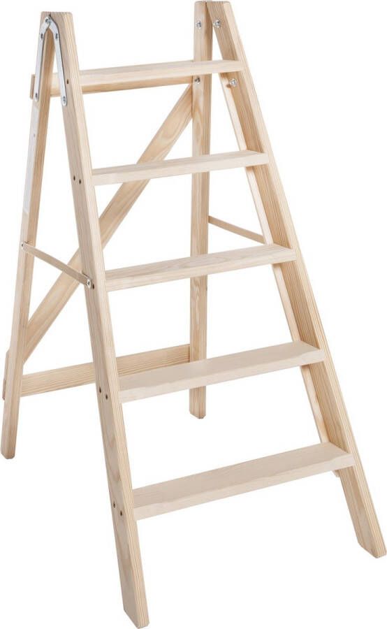Van Eldik Ladders Huishoudtrap | Grenen Hout | 3 Treden | 60cm | Enkel oploopbaar | 150kg draaggewicht | Werktrap