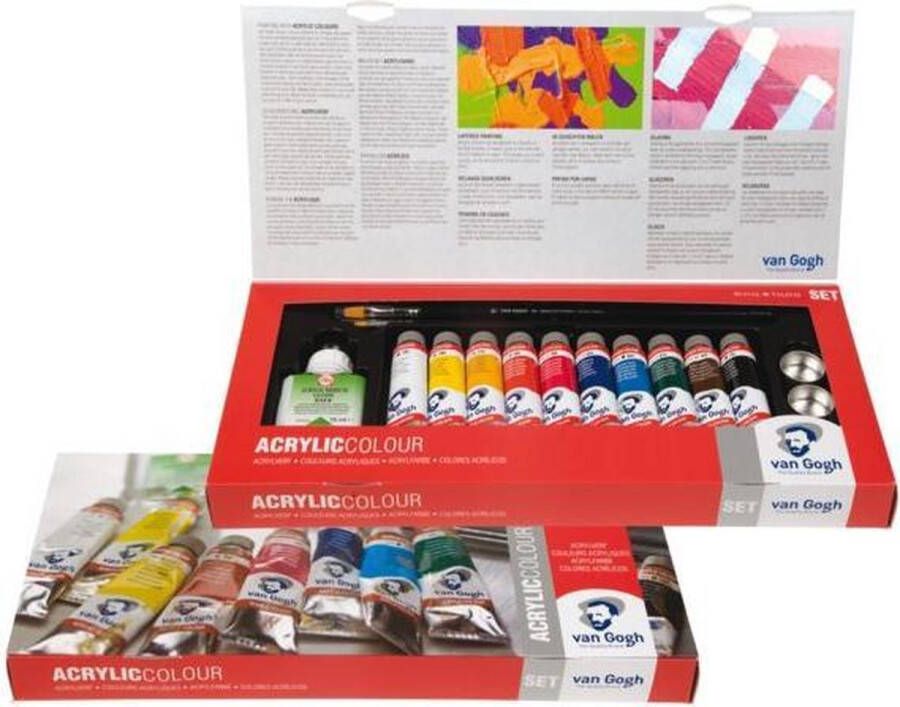 Van Gogh acrylverf combiset met 10 tubes 40ml en accessoires