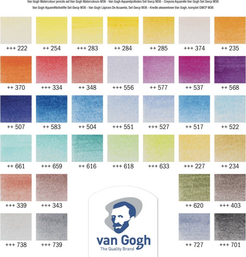 Van Gogh Uitgebreide set aquarelpotloden met 36 kleuren