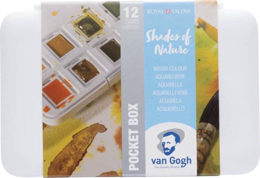 Van Gogh Aquarelverf pocket box natuurtinten met 12 kleuren in halve Napjes