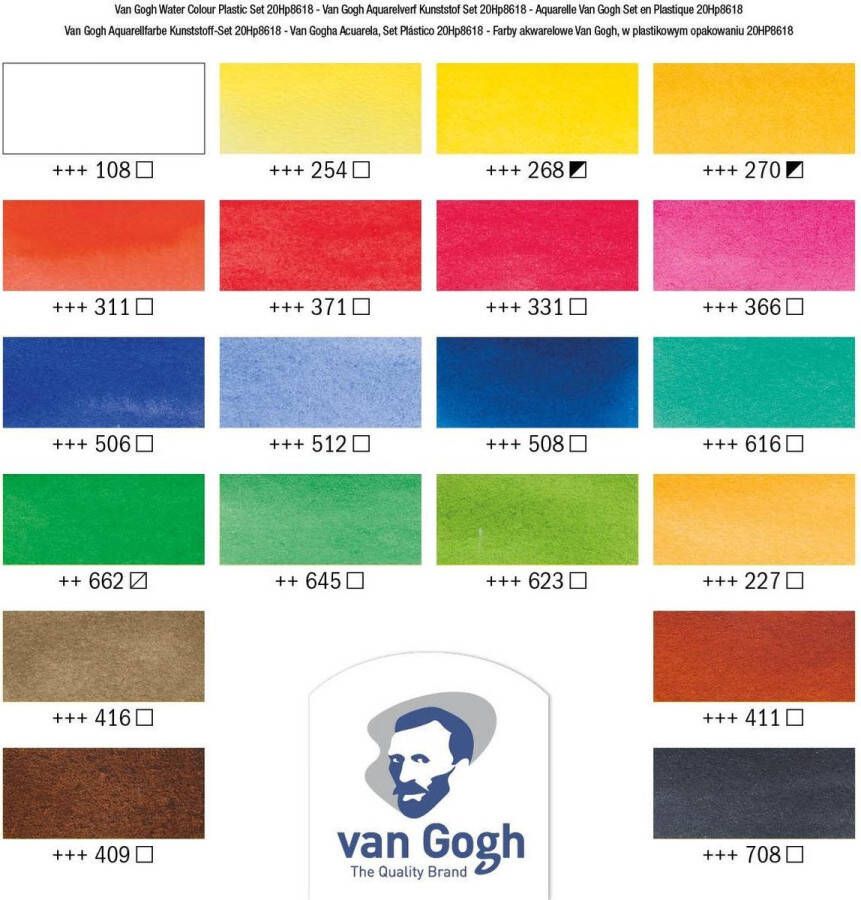 Van Gogh Aquarelverf set in kunststof etui met 18 halve Napjes en 2 tubes van 10 ml