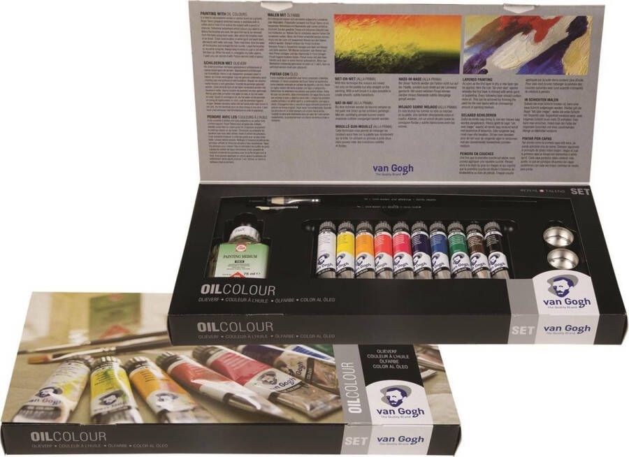 Van Gogh Oil Colour set 10 kleuren 20 ml tubes olieverf met penselen paletdoppen en medium